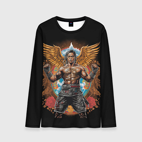 Мужской лонгслив Муай-Тай боец с золотыми крыльями / 3D-принт – фото 1