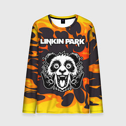 Лонгслив мужской Linkin Park рок панда и огонь, цвет: 3D-принт