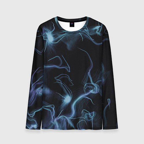 Мужской лонгслив Синие неоновые молнии / 3D-принт – фото 1
