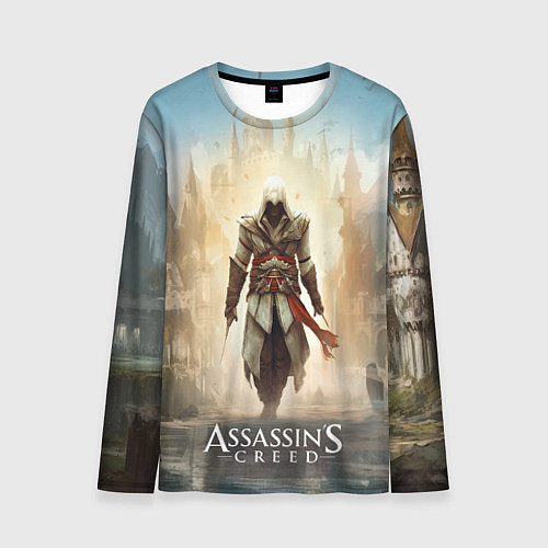 Мужской лонгслив Assassins creed на фоне дворца / 3D-принт – фото 1