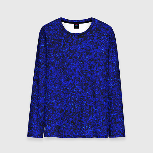 Мужской лонгслив Чёрно-синий ультрамарин абстрактная текстура / 3D-принт – фото 1