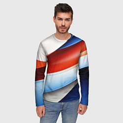 Лонгслив мужской Абстрактный минимализм плавные волнистые линии, цвет: 3D-принт — фото 2