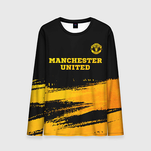 Мужской лонгслив Manchester United - gold gradient посередине / 3D-принт – фото 1