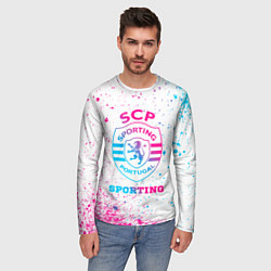 Лонгслив мужской Sporting neon gradient style, цвет: 3D-принт — фото 2