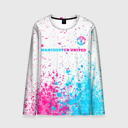 Мужской лонгслив Manchester United neon gradient style посередине