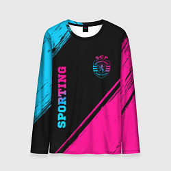 Мужской лонгслив Sporting - neon gradient вертикально