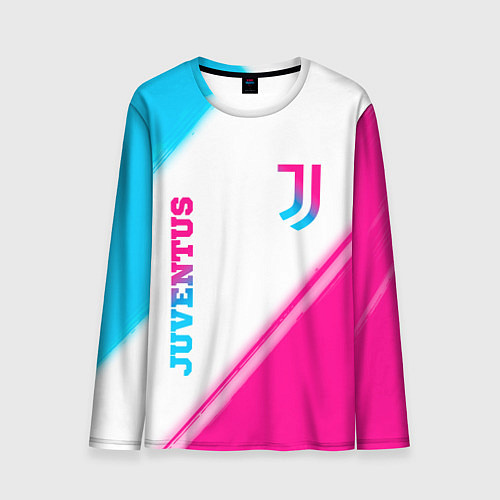 Мужской лонгслив Juventus neon gradient style вертикально / 3D-принт – фото 1