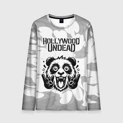 Мужской лонгслив Hollywood Undead рок панда на светлом фоне