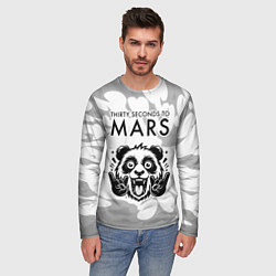 Лонгслив мужской Thirty Seconds to Mars рок панда на светлом фоне, цвет: 3D-принт — фото 2