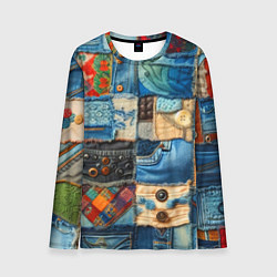 Мужской лонгслив Vanguard denim patchwork - ai art