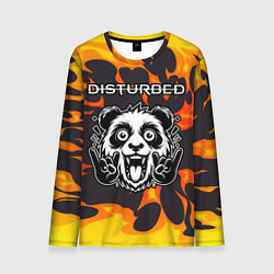 Лонгслив мужской Disturbed рок панда и огонь, цвет: 3D-принт