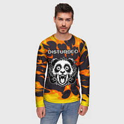 Лонгслив мужской Disturbed рок панда и огонь, цвет: 3D-принт — фото 2