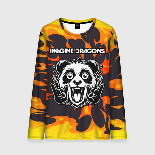 Мужской лонгслив Imagine Dragons рок панда и огонь / 3D-принт – фото 1