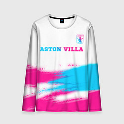 Мужской лонгслив Aston Villa neon gradient style посередине