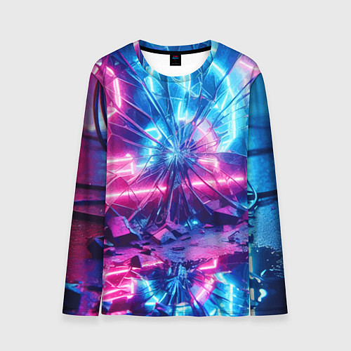 Мужской лонгслив Разбитая неоновая вывеска - мегаполис / 3D-принт – фото 1