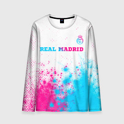 Лонгслив мужской Real Madrid neon gradient style посередине, цвет: 3D-принт