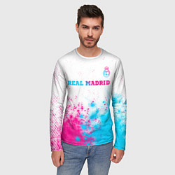 Лонгслив мужской Real Madrid neon gradient style посередине, цвет: 3D-принт — фото 2