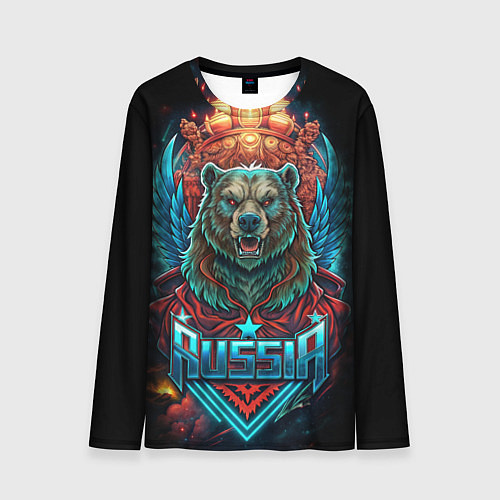 Мужской лонгслив Суровый русский медведь / 3D-принт – фото 1