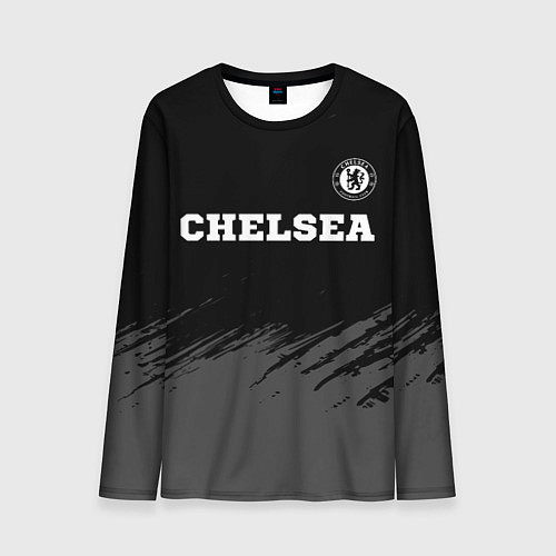 Мужской лонгслив Chelsea sport на темном фоне посередине / 3D-принт – фото 1