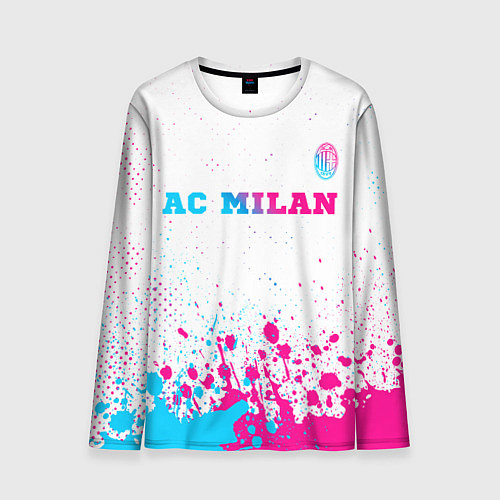 Мужской лонгслив AC Milan neon gradient style посередине / 3D-принт – фото 1