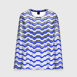 Мужской лонгслив Black and blue stripes on a white background