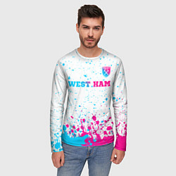 Лонгслив мужской West Ham neon gradient style посередине, цвет: 3D-принт — фото 2