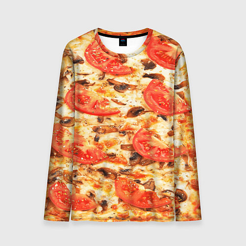 Мужской лонгслив Пицца с грибами и томатом - текстура / 3D-принт – фото 1