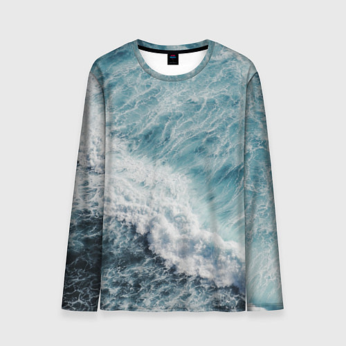 Мужской лонгслив Морская бирюзовая волна / 3D-принт – фото 1