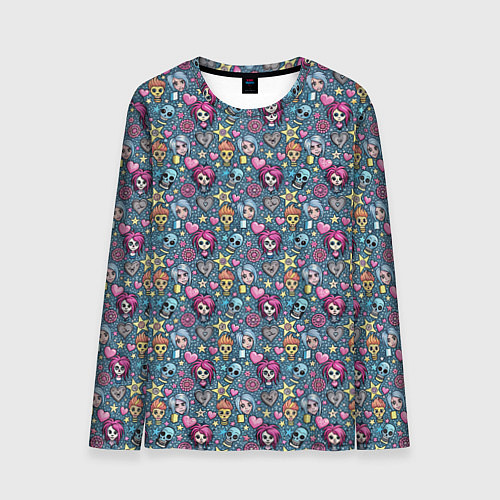 Мужской лонгслив Эмо-стиль в духе 2007 года / 3D-принт – фото 1