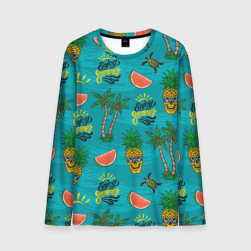Мужской лонгслив Enjoy summer pattern - pineapple / 3D-принт – фото 1