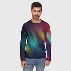 Лонгслив мужской Неоновые цветные полосы, цвет: 3D-принт — фото 2