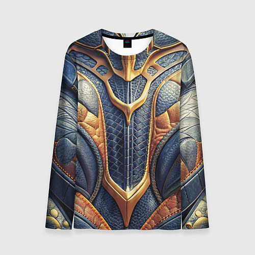 Мужской лонгслив Темная кожаная броня с желтой оплеткой / 3D-принт – фото 1