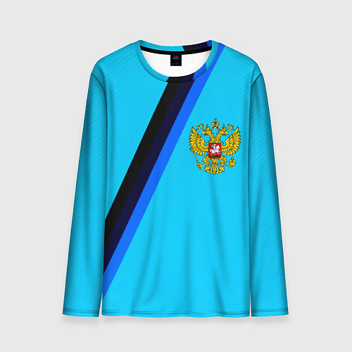 Мужской лонгслив Россия спортивная геометрия / 3D-принт – фото 1