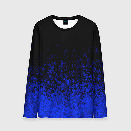 Мужской лонгслив Чёрный и ультрамарин абстрактный / 3D-принт – фото 1
