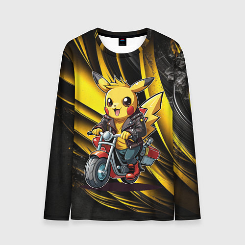 Мужской лонгслив Пикачу на красном мотоцикле / 3D-принт – фото 1
