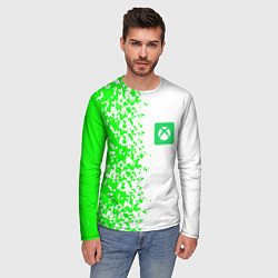 Лонгслив мужской Xbox кислотные зеленые краски, цвет: 3D-принт — фото 2