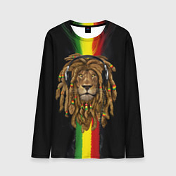 Лонгслив мужской Лев с дредами в наушниках, цвет: 3D-принт
