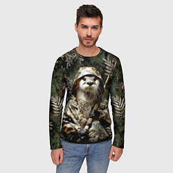 Лонгслив мужской Выдра на рыбалке, цвет: 3D-принт — фото 2