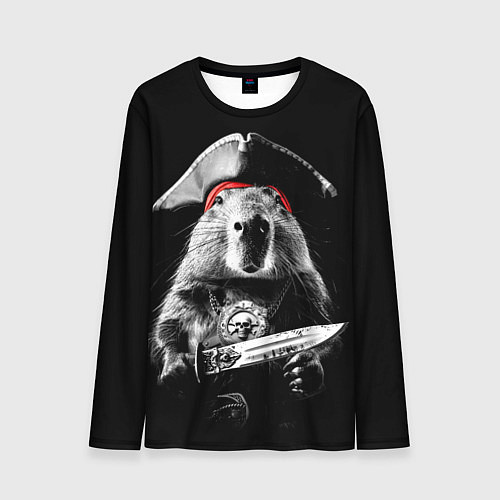 Мужской лонгслив Капибара с пиратским ножом / 3D-принт – фото 1