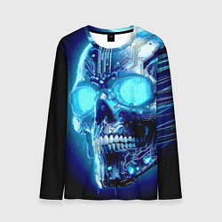 Лонгслив мужской Neon cyber skull - ai art, цвет: 3D-принт