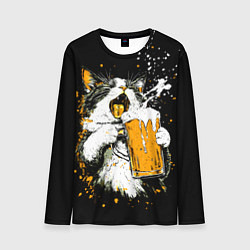 Мужской лонгслив Кот поет под пиво