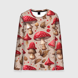 Мужской лонгслив Грибные шляпки мухоморов
