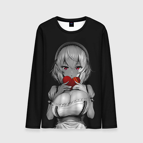 Мужской лонгслив Аниме девушка с сердцем в руках / 3D-принт – фото 1