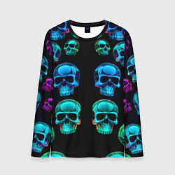 Мужской лонгслив Neon skulls - ai art pattern