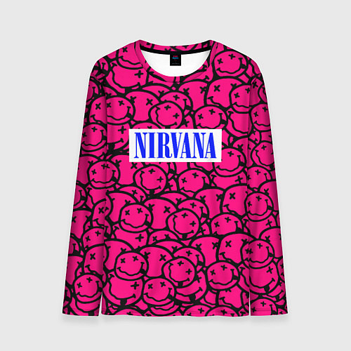 Мужской лонгслив Nirvana pink logo / 3D-принт – фото 1