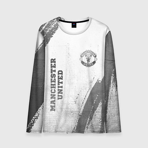 Мужской лонгслив Manchester United - white gradient вертикально / 3D-принт – фото 1