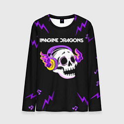 Мужской лонгслив Imagine Dragons неоновый череп