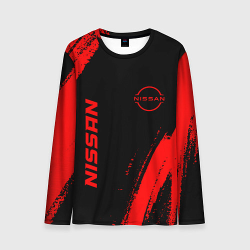 Мужской лонгслив Nissan - red gradient вертикально / 3D-принт – фото 1