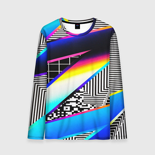 Мужской лонгслив Neon stripes geometry / 3D-принт – фото 1