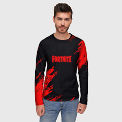 Лонгслив мужской Fortnite красные краски лого, цвет: 3D-принт — фото 2
